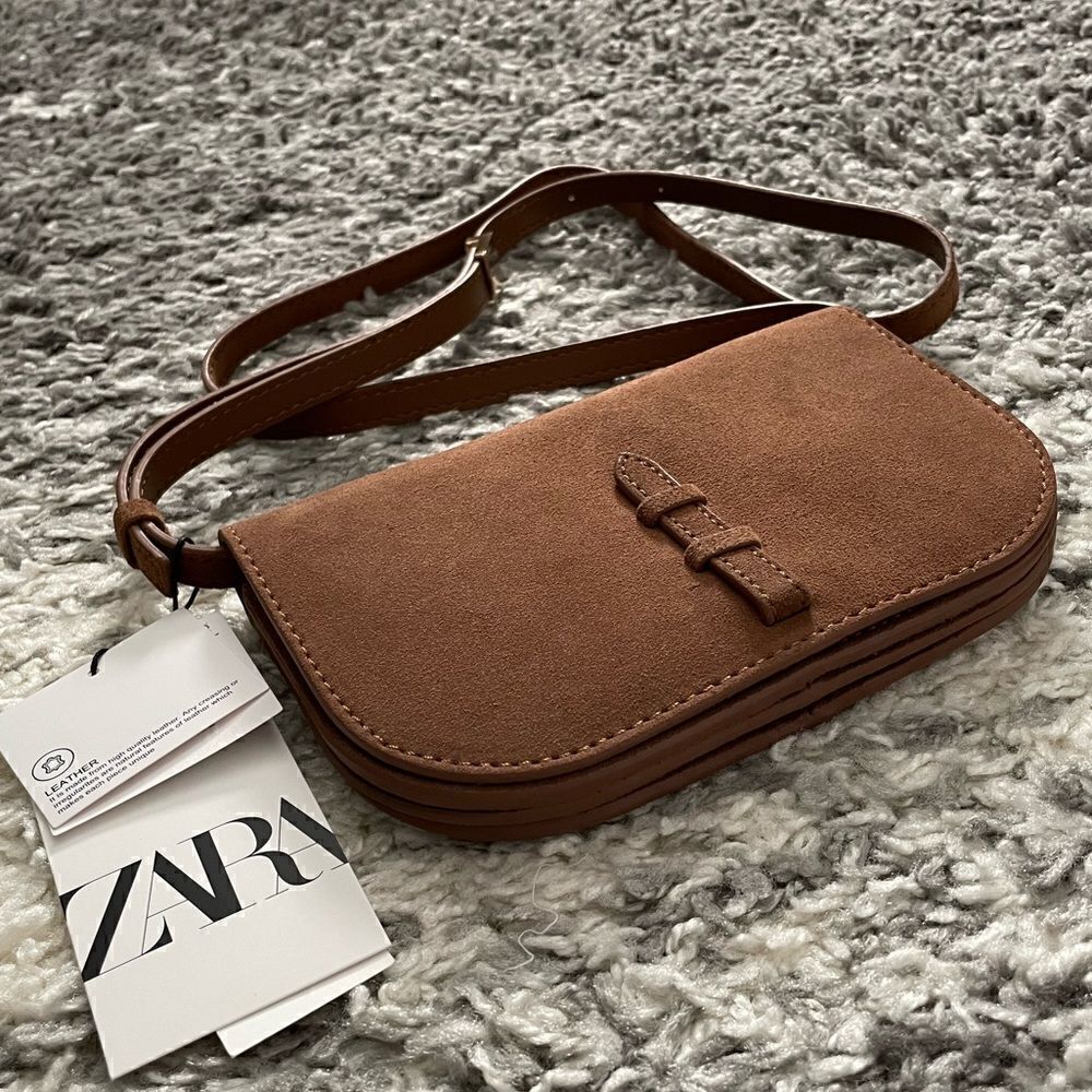 NWT Zara Split Leather Crossbody - Picture 5 of 11